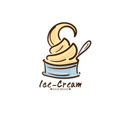 Ice cream dessert icon logo brand design graphic object.