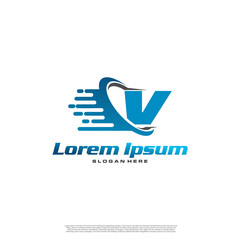 Moving Fast Letter Initial Logo V Template. Logistic company logo. Delivery service logo. Fast Express Delivery Logo designs.
