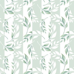 Naklejka na ściany i meble Floral seamless pattern with leaves. Decorative background with branches