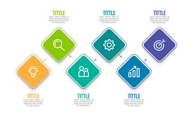 Minimal Business Infographics template. Timeline with 6 steps, options and marketing icons .Vector linear infographic with six conected elements. Can be use for presentation.