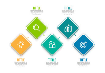 Minimal Business Infographics template. Timeline with 5 steps, options and marketing icons .Vector linear infographic with five conected elements. Can be use for presentation.