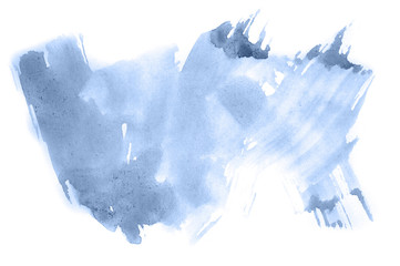 Abstract watercolor background hand-drawn on paper. Volumetric smoke elements. Navy blue color. For design, web, card, text, decoration, surfaces.