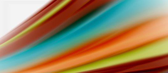 Wave lines abstract background, smooth silk design with rainbow style colors. Liquid fluid color waves. Vector Illustration