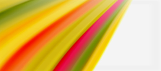 Wave lines abstract background, smooth silk design with rainbow style colors. Liquid fluid color waves. Vector Illustration