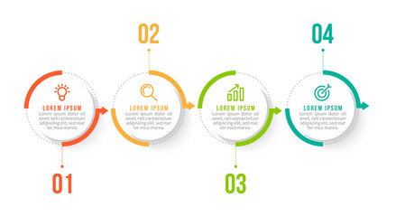 Minimal Business Infographics template. Timeline with 4 steps, options and marketing icons .Vector linear infographic with four conected elements. Can be use for presentation.