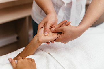 Hand massage in the day spa