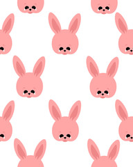 Easter bunnies on a white background. Seamless pattern. Children's drawing. Design for cards, prints and clothes.