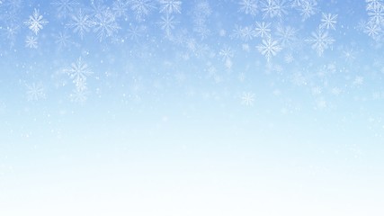 Background white Snow flake on Blue Background in Christmas holiday	