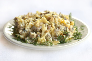 Meat salad Old Kiev, dishes of Russian national cuisine