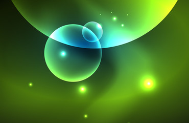 Neon shiny transparent glowing circles with light effects. Techno futuristic vector abstract background For Wallpaper, Banner, Background, Card, Book Illustration, landing page