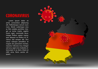 coronavirus fly over map of germany within national flag,vector illustration