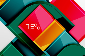 Obraz premium Glossy glass squares with round elements geometric composition. Abstract geometric background with 3d effect composition For Wallpaper, Banner, Background, Card, Book Illustration, landing page