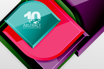 Glossy glass squares with round elements geometric composition. Abstract geometric background with 3d effect composition For Wallpaper, Banner, Background, Card, Book Illustration, landing page