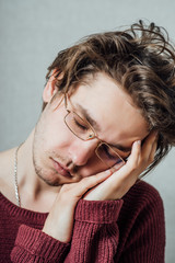 Fototapeta premium man was very tired at the office work
