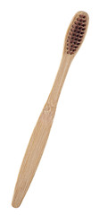 Bamboo toothbrush on a white background, top view. Eco-friendly bamboo toothbrush.