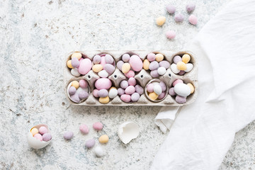 Easter composition with chocolate eggs