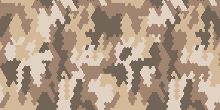 Seamless military desert camouflage pattern.  Fashionable abstract geometric vector texture.