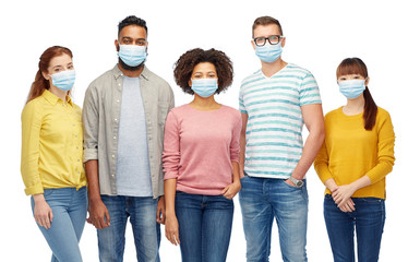 Fototapeta premium health, quarantine and pandemic concept - group of people wearing protective medical masks for protection from virus