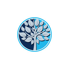 Tree logo. Circle Tree leaves isolated on white background