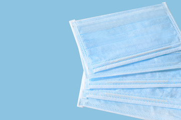 Surgical mask with rubber ear straps. antivirus medical mask for protection covid-19. Protection corona virus concept.