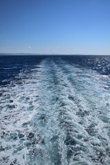 Slipstream behind a Samothraki ferry