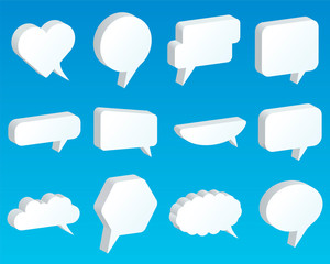 Speech bubbles isometric set. Concept of communication and engineering of social network.