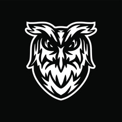 wild owl head logo vector mascot design