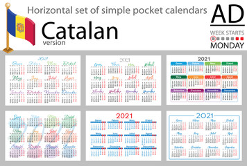 Catalan horizontal pocket calendar for 2021