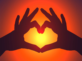 Hands making a heart symbol.  Vector illustration.