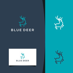Fototapeta na wymiar Uniqe blue deer logo. Premium vector design template. Minimalist logo design inspiration. Premium Vector