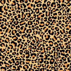 Leopard print. Realistic seamless pattern. Abstract animal background.