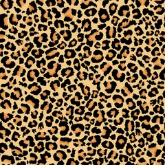 Stickers pour porte Peau animal Imprimé léopard. Modèle sans couture réaliste. Abstrait animalier.