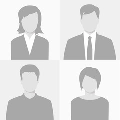 Man and woman profile placeholder. Default vector avatars set.