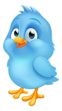 A cute bluebird blue baby bird cartoon mascot illustration