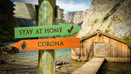 Street Sign STAY AT HOME