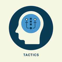 Tactics icon concept with human head