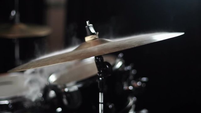 Drummer Playing Drums in Slow motion in 120 fps with Flour dispersed explosion