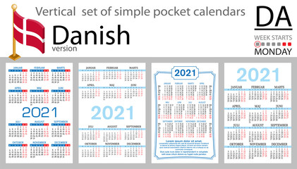 Denmark vertical pocket calendar for 2021