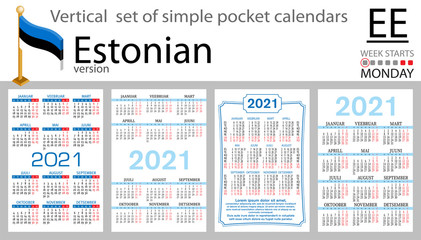 Estonian vertical pocket calendar for 2021