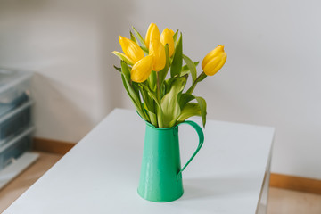 Yellow tulips bouquet