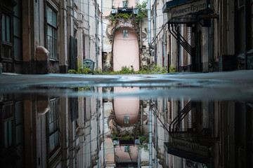 
abandoned Moscow courtyard after rain