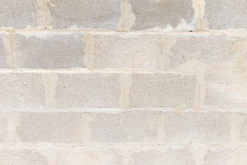 Dirty uneven brickwall texture background or backdrop with stains and cement smears