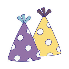 happy birthday, dotted party hats decoration festive celebration isolation design icon