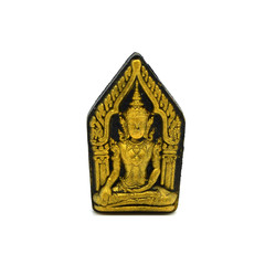 small buddha image used as amulets pendant,thai monk amulet on white image background