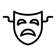 Sad theatre mask icon. Outline sad theatre mask vector icon for web design isolated on white background