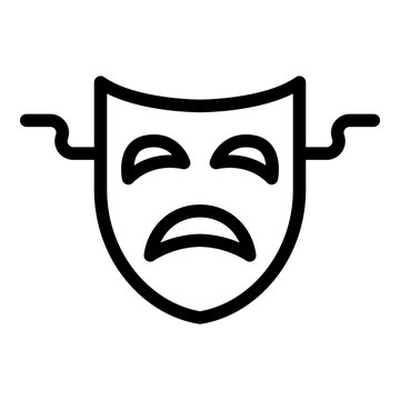 Sad Theatre Mask Icon. Outline Sad Theatre Mask Vector Icon For Web Design Isolated On White Background