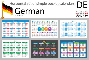 German horizontal pocket calendar for 2021