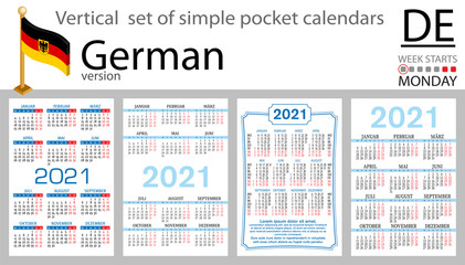 German vertical pocket calendar for 2021