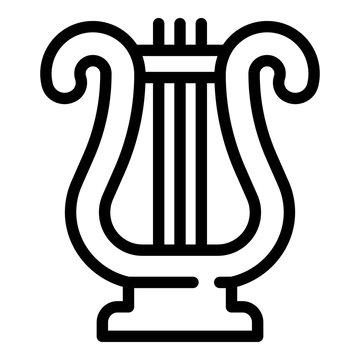 Musical harp icon. Outline musical harp vector icon for web design isolated on white background