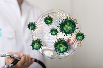 Virus abstract background. protection Genetics Bacteriological Microorganism..
